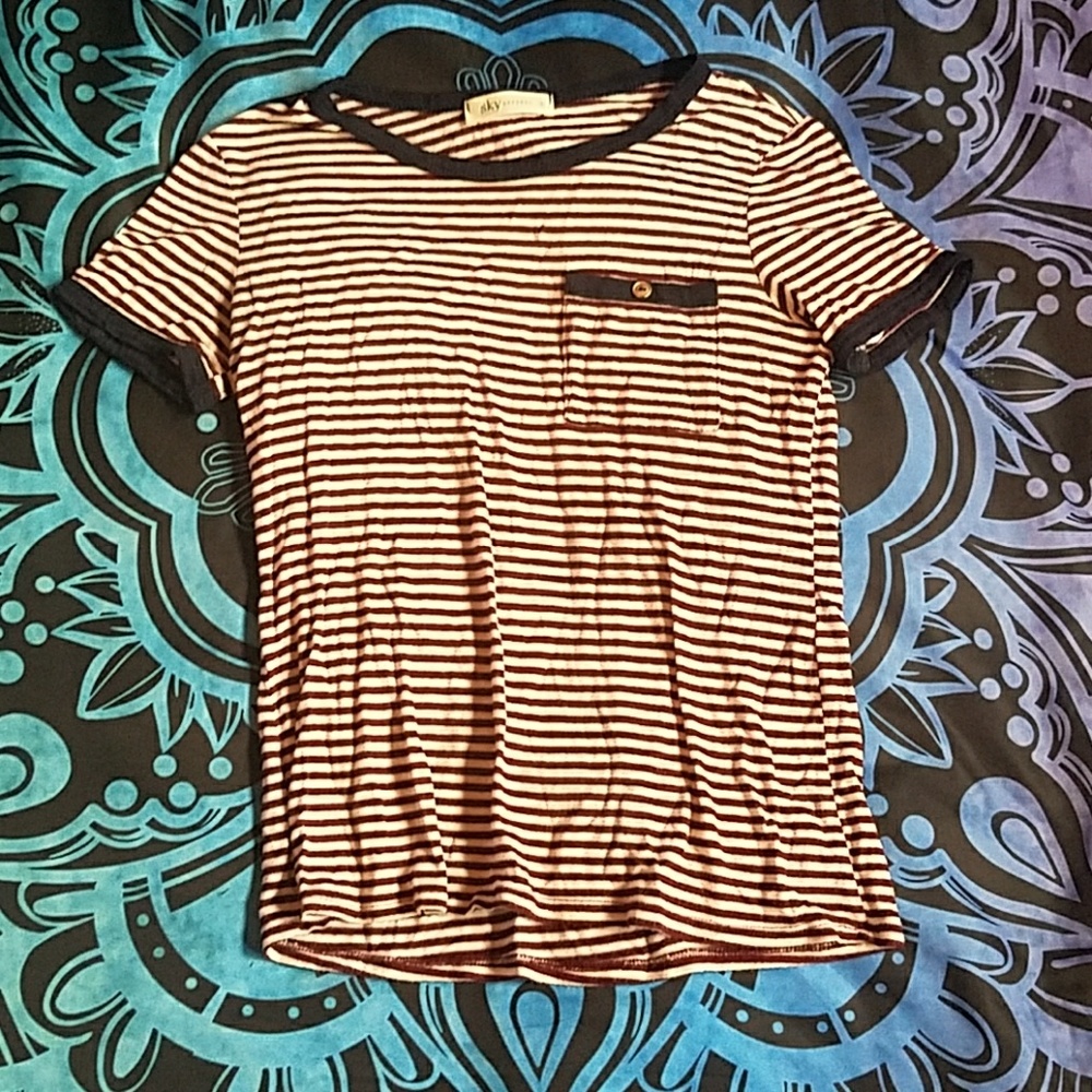 Striped cozy scoop neck tee